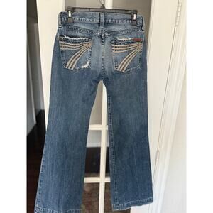 7 For All Mankind Dojo Jeans Size 27 Flare Distressed Embellished Pockets Y2K